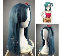Applicare alla parrucca cosplay Tokyo Anime DragonBall Bulma da donna Buruma capelli lisci blu con coda di cavallo