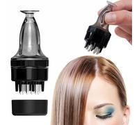 Applicatore di olio per cuoio capelluto e massaggiatore per la crescita dei capelli, flacone pettine per radici, applicatore a sfera (nero)