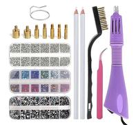 Applicatore di Strass, Applicatore Hotfix, 1 Kit Applicatore Strass, Hot Applicator Tool con 7 Punte Dapplicatore per Artigianato Tessuto Diy Strass