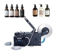 Applicatore elettrico di etichette per bottiglie rotonde, interruttore a pedale e controllo digitale per etichettatura di precisione nelle operazioni di piccole imprese