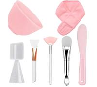 Applicatore per maschere, Set di ciotole for maschera for il viso fai-da-te portatile multicolore, set pennelli in silicone, spatola, misurino(Pink)