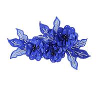 Applicazione decorativa, fiore 3D con perline, strass e pizzo, applique per abito da sposa, spilla per capelli - 1 pezzo Blue