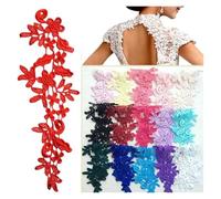 Applicazione In Pizzo 4 pezzi/2 paia 16 colori giallo rosa blu viola rosso blu reale Venise pizzo applique trim abito da sposa pizzo 25 * 9 cm(17 silver grey)