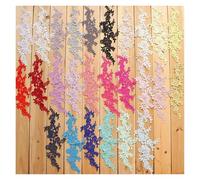 Applicazione In Pizzo 4 pezzi/2 paia 26 colori bianco rosa blu reale viola rosso Venise fiore pizzo applique trim abito da sposa pizzo cucito 33 * 10 cm(6 black)