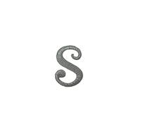 Applicazione Lettera Iniziali Termoadesiva Ricamo Punto Pieno Corsivo Argento Lurex Alta 25 Mm