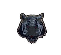 Applicazione Patch Ricamata Termoadesiva Velluto Testa Tigre Occhio Strass Rosso