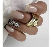 Applicazione rapida Leopards Pattern Press On Nails Breve Piazza Stick On False Manicure Art Decoration 24Pcs Unghie Artificiali