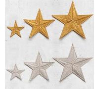 Applicazione Ricamata 10 pezzi ricamati in argento dorato con applicazioni termoadesive su toppe a stella for abbigliamento, applique for vestiti, borse, maglioni, fai da te(Medium Silver 10pcs)