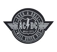 Applicazione sagomata da cucire con motivo della band AC/DC, “Rock & Roll will never die” (lingua italiana non garantita)