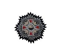 Applicazione Toppa Patch Termoadesiva Stemma Croce Rosone Croce Perle Filo Lurex