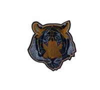 Applicazione Toppa Patch Termoadesiva Testa Tigre Occhi Strass Rossi Velluto 8x8