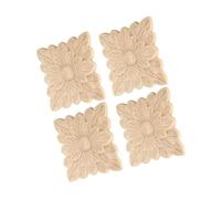 Applicazioni Decorative in Legno, Applicazioni con Inserti in Legno, Decalcomanie con Intagli di Fiori per comò, Mobiletto da Bagno, 4 Pezzi, Applicazioni con Inserti in Legno