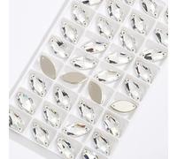 Applicazioni di strass, Strass di cristallo con retro piatto a forma di occhio di cavallo da cucire su applicazioni for abiti Pietre di cristallo lucido in vetro da cucire for decorazioni Perline(Whit