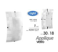 APPLIQUE 1 LUCE 3018CM PARETE MURO PLAFONIERA VETRO RETTANGOLARE BIANCO STRIATO [EEK: A+++]