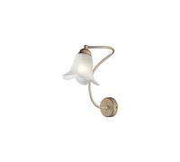 Applique 1 Luce Alice Ferro Battuto Avorio E Oro Vetro Bianco