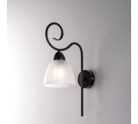 Applique 1 Luce Ferro Batturo Nero e Ruggine e Vetro Bianco Serie Aurelio