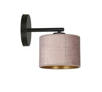 Applique 1 Luce Ganesha In Acciaio Nero E Paralume In Tessuto Rosa [EEK: A++]