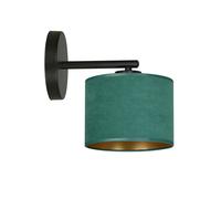 Applique 1 Luce Ganesha In Acciaio Nero E Paralume In Tessuto Verde [EEK: A++]