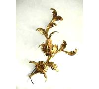 Applique 1 luce in ferro battuto foglie acanto oro stile classico dorato Toscano [EEK: A+++]