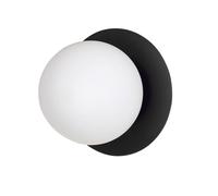 Applique 1 Luce Inari In Acciaio Nero E Sfera In Vetro Opalino