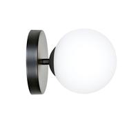 Applique 1 Luce In Acciaio Nero A Bracci E Sfera In Vetro Opalino