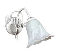 Applique 1xE14 Montatura Bianco Argento Vetro Spugnato Bianco E-Energy Teresa