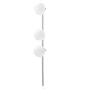 Applique 3 globi ovoidali in vetro bianco e metallo argentato