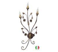 Applique 3 luci a parete Ferro Battuto verde antico classico Made in Italy