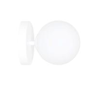 Applique A 1 Luce Hallador In Acciaio Bianco E Sfera In Vetro Opalino