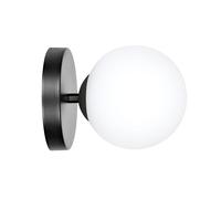 Applique A 1 Luce Hallador In Acciaio Nero E Sfera In Vetro Opalino