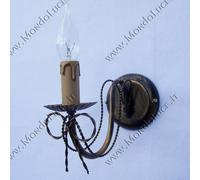APPLIQUE A 1 LUCE IN FERRO BATTUTO FORGIATO COLLEZIONE CANDELA
