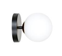 Applique A 1 Luce Vishnu In Acciaio Nero E Sfera In Vetro Bianco E Oro [EEK: A++]