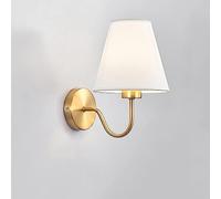 Applique A Collo D'Oca, Lampada da Parete da Comodino in Tessuto, Apparecchio di Illuminazione in Metallo in Ottone, Moderna Luce Nordica per Montaggio A Parete per Corridoio Dell'hot, White Shade