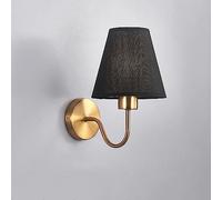 Applique A Collo D'Oca, Lampada da Parete da Comodino in Tessuto, Apparecchio di Illuminazione in Metallo in Ottone, Moderna Luce Nordica per Montaggio A Parete per Corridoio Dell'hot, Black Shade