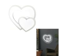 APPLIQUE A FORMA DI CUORE 2 CUORI IN VETRO A PARETE LUCE BIANCA LAMPADA LED 12 W
