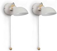 Applique A LED con Interruttore A Cordino, Faretto da Parete retrò Girevole Bianco, Montaggio Superficiale in Metallo per Camera da Letto, Comodino E Studio., 2 Pack