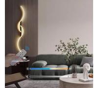 Applique a LED Lampada da parete moderna con telecomando Dimmerabile 2700K-6500K Applique da parete Barra luminosa curva Illuminazione da parete Applique wireless per interni per camera da letto Sogg