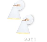 Applique a LED, Lampada da parete vintage per interni senza fili con telecomando, 3 temperature di colore, Lampada da comodino girevole, Illuminazione da parete industriale retrò con timer,Bianca