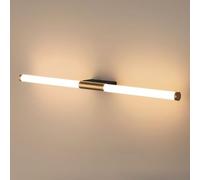 Applique a LED sopra lo specchio del bagno | Illuminazione moderna a parete lineare Paralume cilindrico in acrilico bianco Lampade lunghe per finitura nera (luce bianca, 59 cm 23,22 pollici) (luce ca