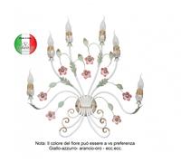 Applique a parete 6 luci Ferro Battuto oro antico classico Flores Made in Italy