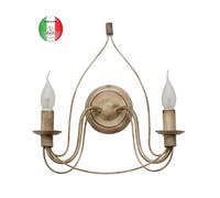 Applique a parete Ferro Battuto 2 luci shabby chic Lisette Made in Italy