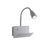 APPLIQUE A PARETE GULP FLESSIBILE BIANCA CON USB 2A 1 LUCE ATTACCO GU10 23X27X49CM CON POGGIA LIBRO