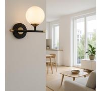 Applique a parete lampada 1 sfera portalampada g9 design moderno nero aq60 [EEK: A]