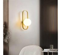 APPLIQUE A PARETE SFERA IN VETRO BIANCO LAMPADA DA MURO METALLO G9 BRONZO AQ47