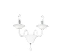 APPLIQUE A PARETE SOFFIO BIANCA E CROMO 2 LUCI ATTACCO E14 47X30X36CM IN VETRO SOFFIATO