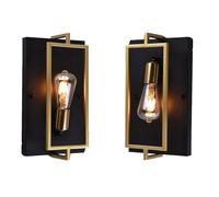 Applique a parete stile industriale lampada a muro in metallo E27 nero e bronzo [EEK: A]
