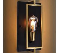 Applique a parete stile retrò lampada a muro in metallo E27 colore nero e bronzo