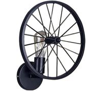 Applique a parete stile vintage a forma di ruota di bicicletta nero attacco E27