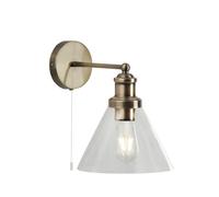Applique Contemporanea Piramide Acciaio Ottone Vetro Trasparente 1 Luce E27