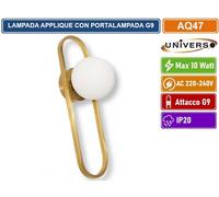 APPLIQUE A SFERA DA PARETE IN METALLO BRONZO E PARALUME IN VETRO CON ATTACCO G9